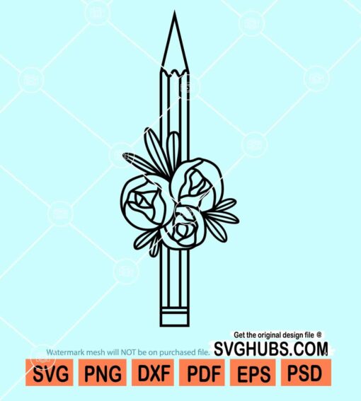 Floral pencil svg