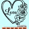 Flower love heart svg