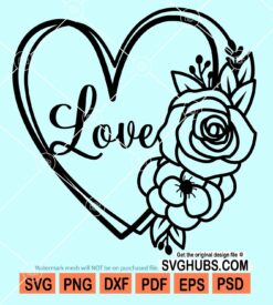 Flower love heart svg