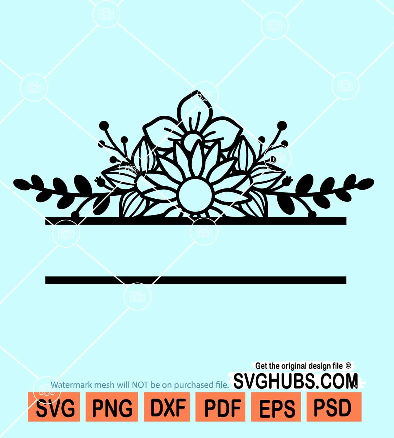 Flower Monogram Svg, Flower Split Monogram Svg, Flower Svg