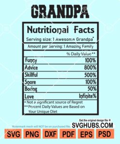 Grandpa nutrition facts svg