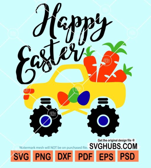 Happy easter truck svg