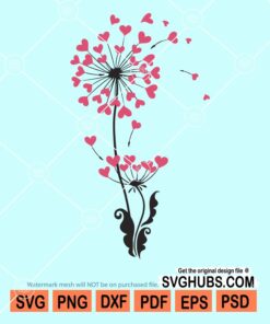 Heart dandelion flower svg