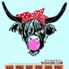 Highland cow with bubble and scarf svg