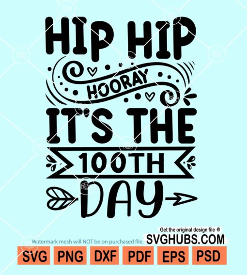 Hip hip hooray it's the 100th day svg