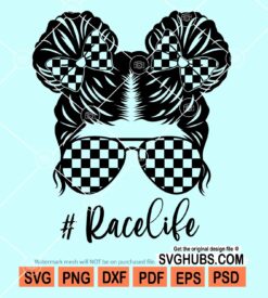Kid messy bun racelife svg