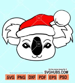 Koala with christmas santa hat svg