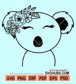 Koala with flowers svg