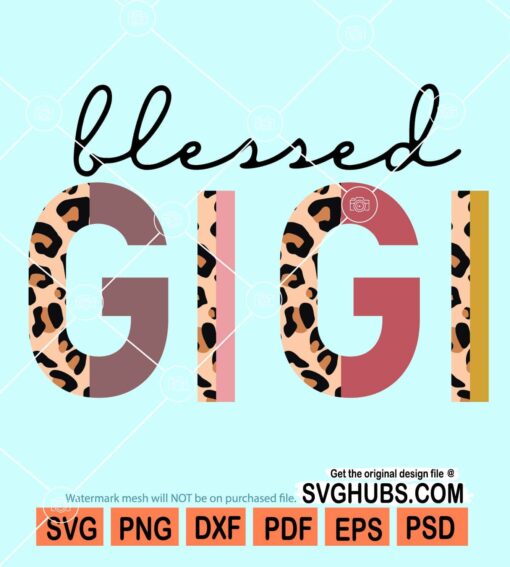 Leopard print blessed gigi svg