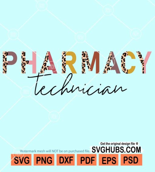 Leopard print pharmacy technician svg