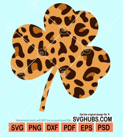 Leopard print shamrock clover svg
