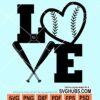Love baseball softball letters svg
