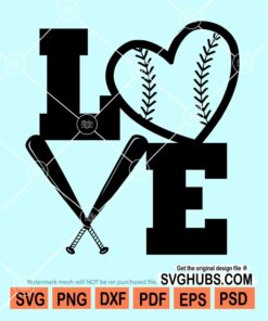 Love baseball softball letters svg