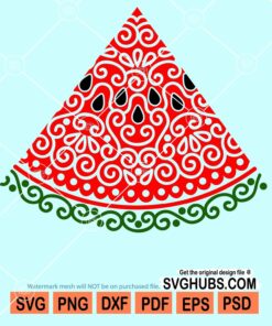 Mandala watermelon slice svg