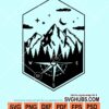 Mountain and trees compass svg