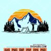 Mountain camping sunset svg