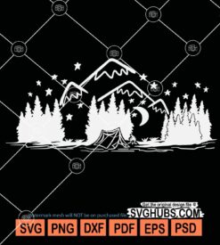 Mountain forest camping scene svg