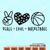 Peace love basketball svg