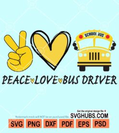 Peace love bus driver svg