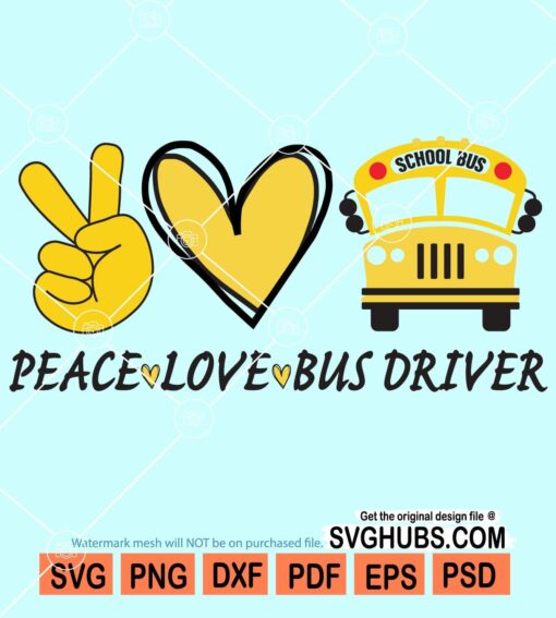 Peace love bus driver svg