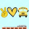 Peace love school bus driver svg