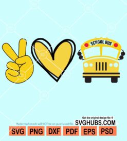 Peace love school bus driver svg