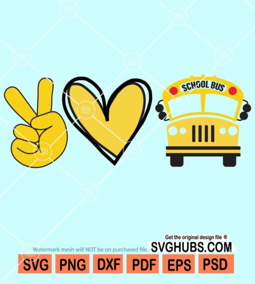 Peace love school bus driver svg