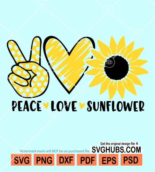 Peace love sunflower svg