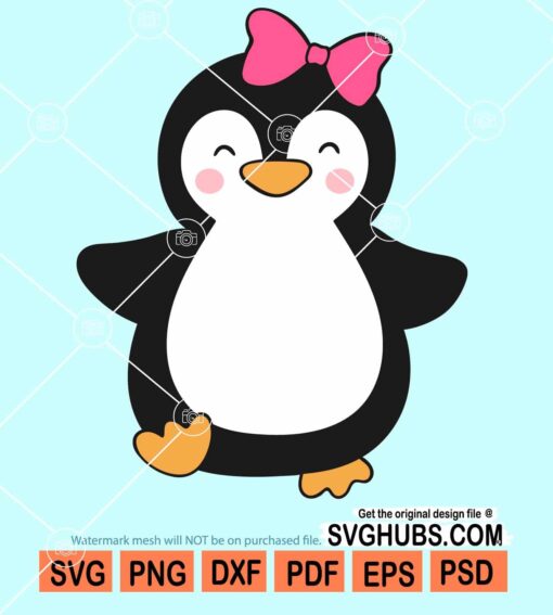 Penguin with bow svg