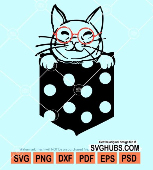 Polka dot pocket cat svg