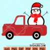 Red truck and snowman svg