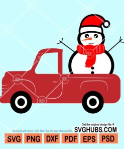 Red truck and snowman svg