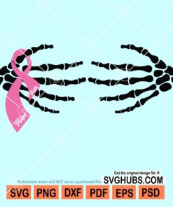 Skeleton hands pink ribbon svg