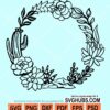 Succulent cactus plant circle frame svg