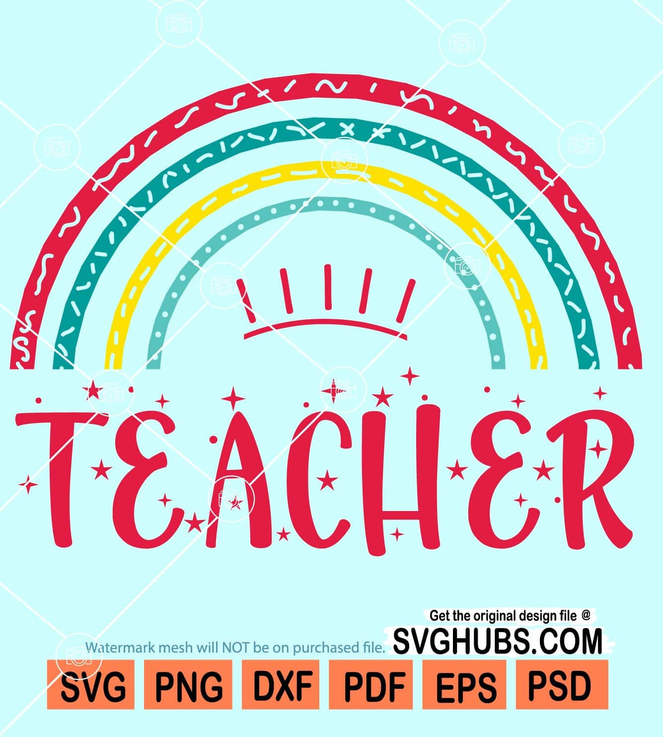 Teacher rainbow svg, Teacher svg, teacher life svg, retro rainbow svg