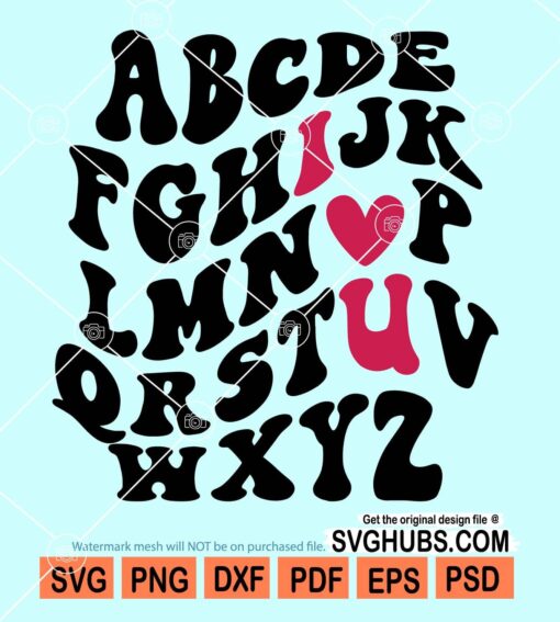 Valentine alphabets svg