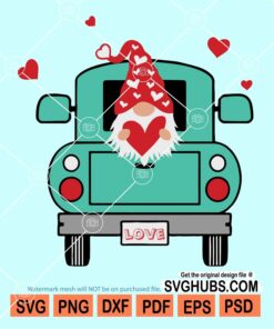 Valentine car with gnome svg