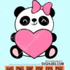 Valentine panda girl svg