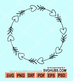 Wreath heart arrow svg