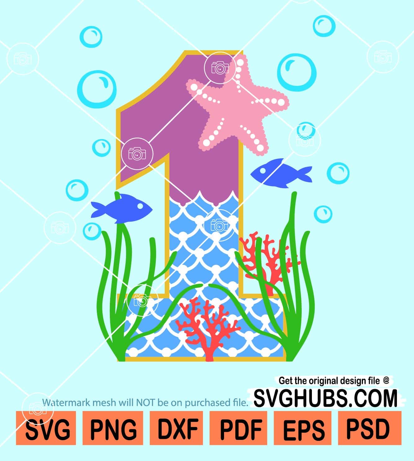 1st Mermaid birthday svg