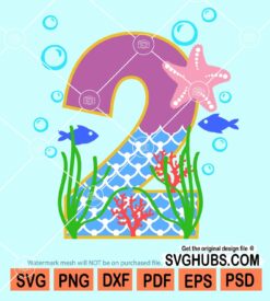 2nd Mermaid birthday svg