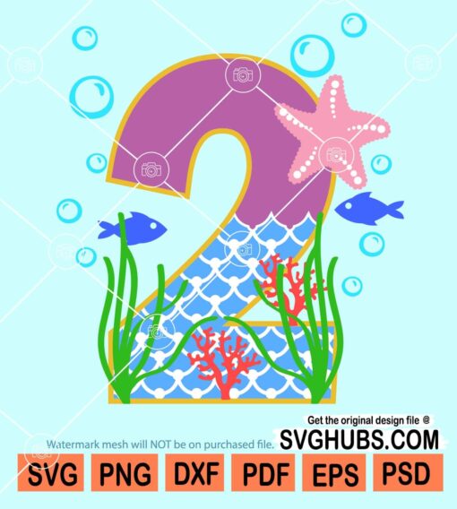 2nd Mermaid birthday svg