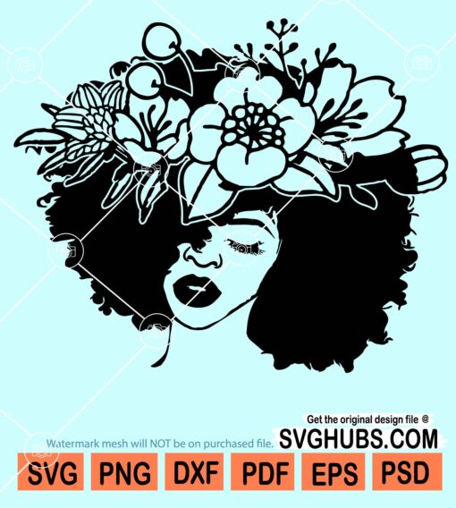 Afro woman with nubian flower svg