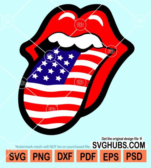 American Flag lips svg