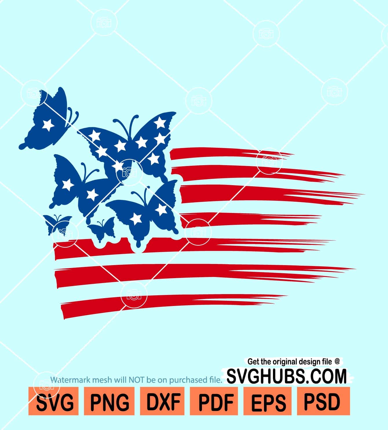 American flag with butterfly SVG