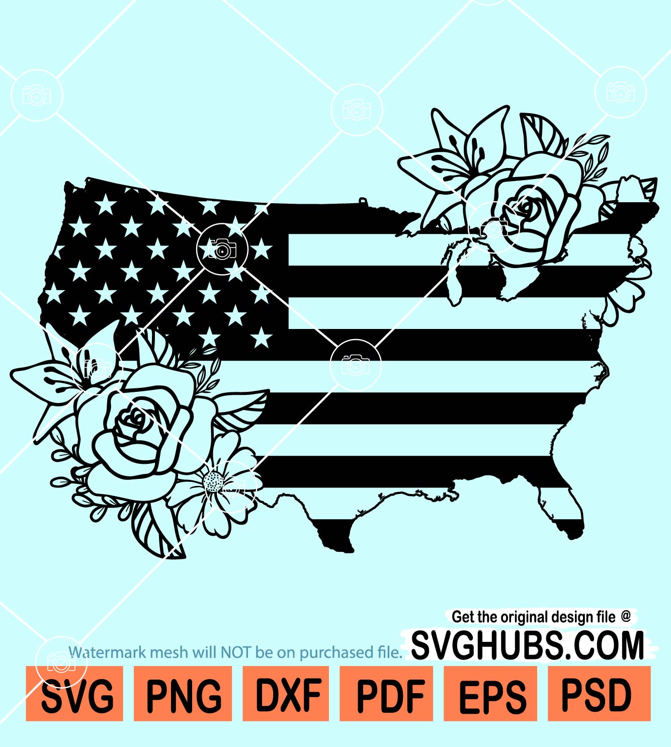 American floral map svg