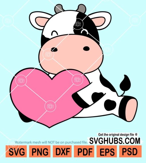 Baby cow valentine svg