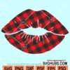 Buffalo plaid valentine lips svg