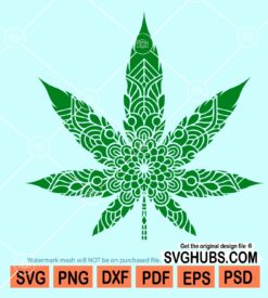 Cannabis leaf mandala svg