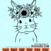 Cute bunny with floral crown svg
